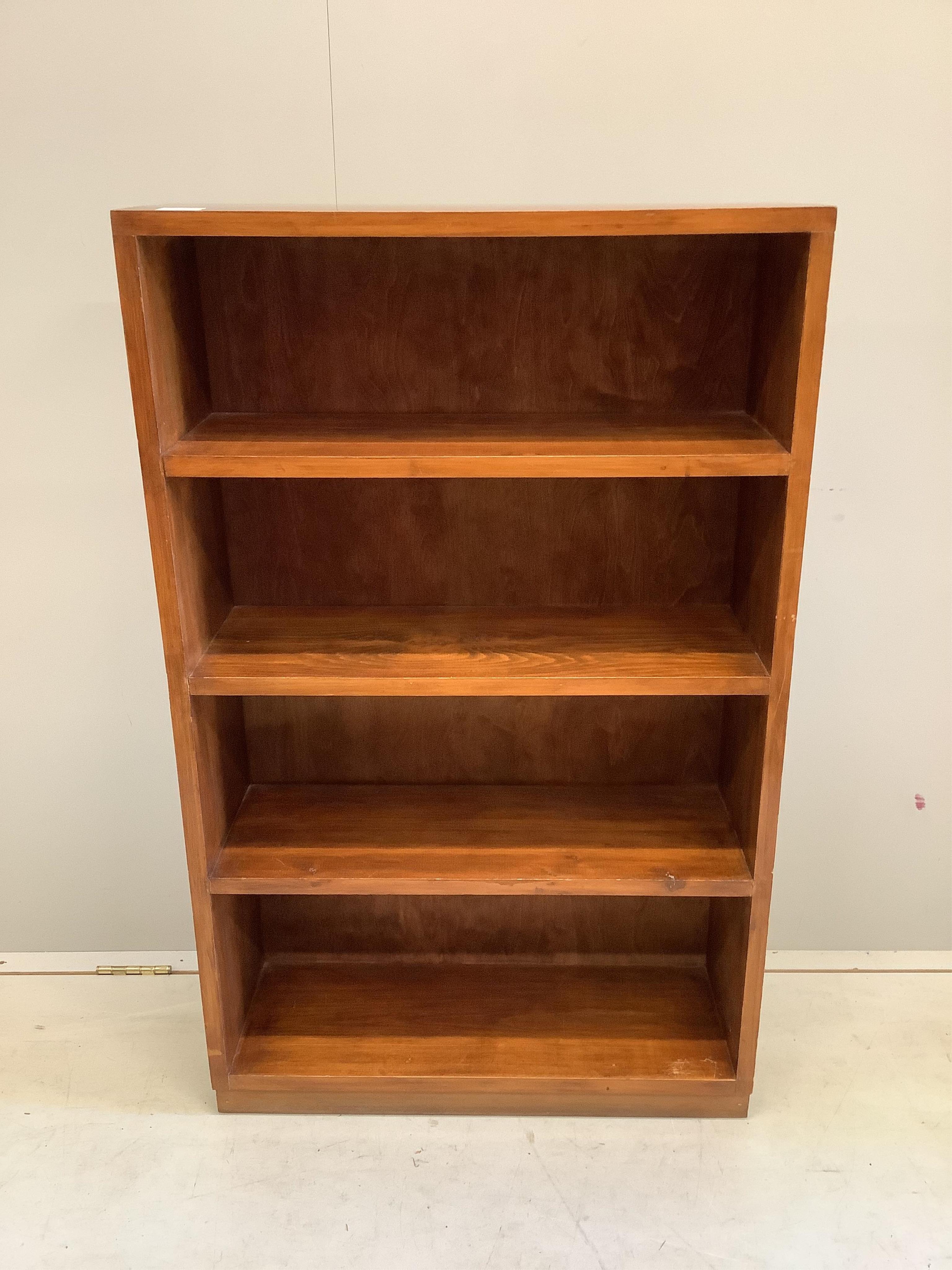 A mid century teak open bookcase, width 67cm, depth 22cm, height 107cm